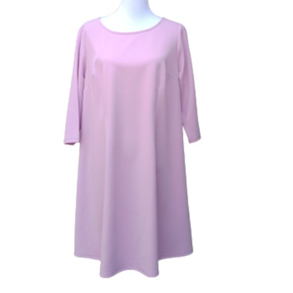 Lane Bryant Plus Light Pink Shift Dress 3/4 Sleeves Solid A-Line Pullover - Picture 2 of 13